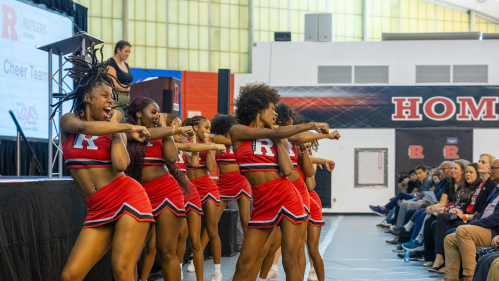 Rutgers-Newark cheer team during convocation